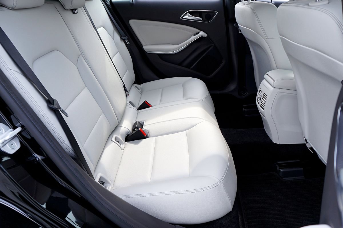 Clean white leather car interior seats